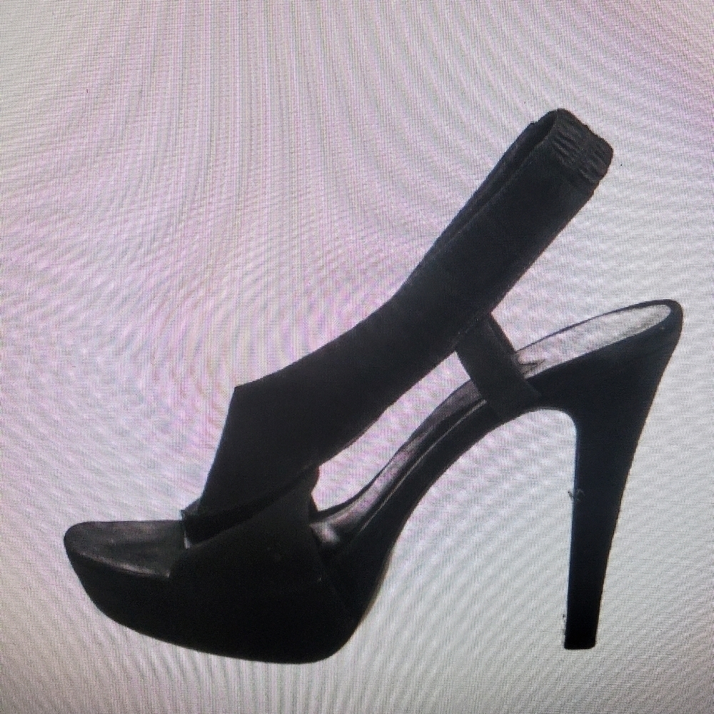 Diane  Von Furstenberg.  Black suede slingback sandals.  Stilletto. Sz 10